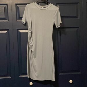 Two Hearts Mini Dress in Dusty Blue